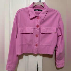 Zara Women's Vibrant Pink Jean Jacket
